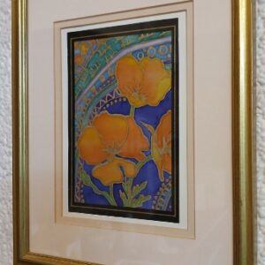 Floral silk painting in a picture frame. All proceeds to The Stroke Association
