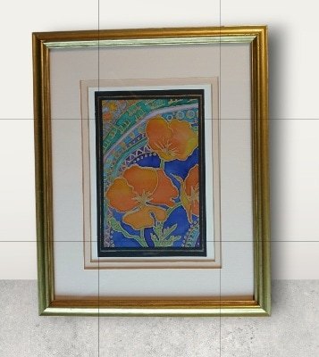 Floral silk painting in a picture frame. All proceeds to The Stroke Association - Image 4