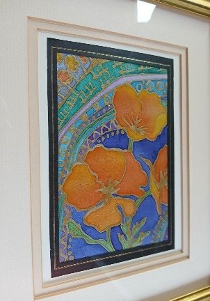 Floral silk painting in a picture frame. All proceeds to The Stroke Association - Image 5