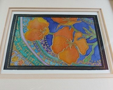 Floral silk painting in a picture frame. All proceeds to The Stroke Association - Image 7