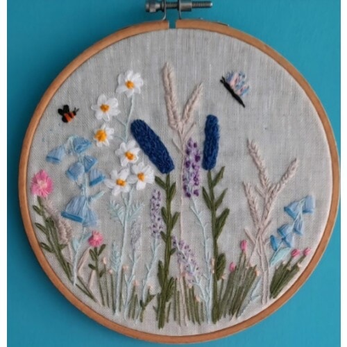 Flower Garden Embroidery Hoop Art Picture - Image 2