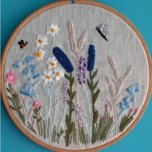 Flower Garden Embroidery Hoop Art Picture - Image 3