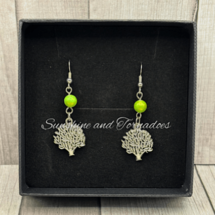 🌳✨ Tree of Life Dangle Earrings – Green Bead & Stainless Steel ✨🌳 - Image 6
