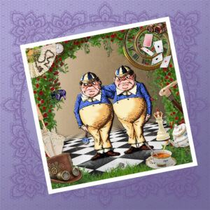 Tweedles on lace background