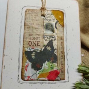 Handmade Collaged Tag Greeting Card – Blank Inside