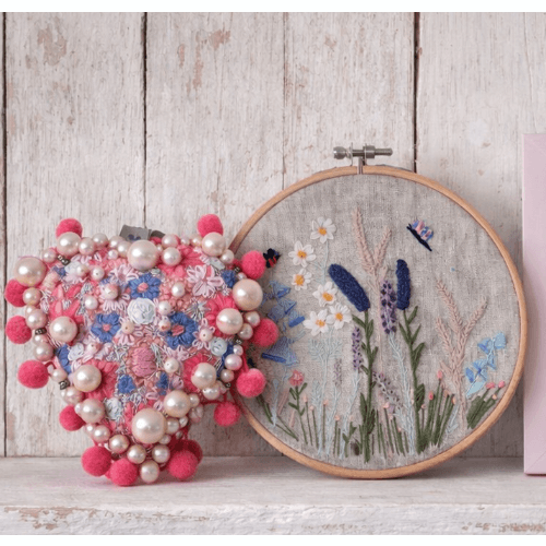 Flower Garden Embroidery Hoop Art Picture