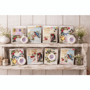 Vintage Style Card and Floral Magnet Sets, 4 available