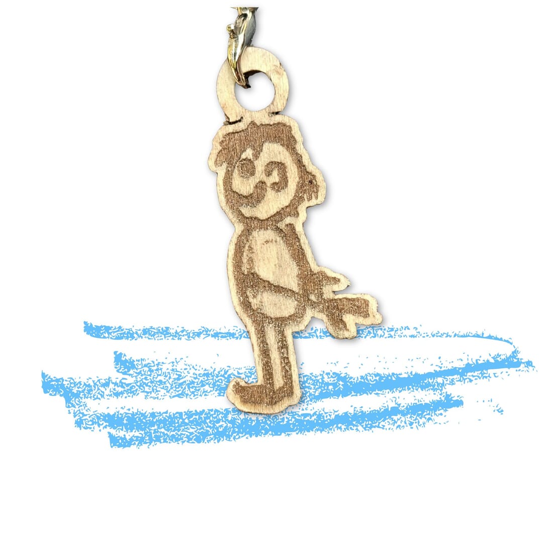 Personalised Wooden Keyring from Child’s Drawing | Custom Laser Cut Jewellery | Kids Artwork Gift | wood colour - Image 6