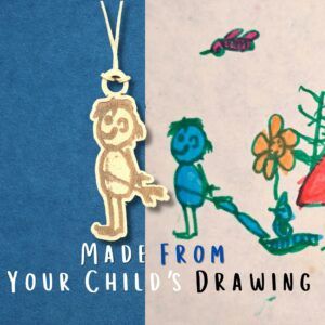 Custom Wooden Jewellery from Children’s Drawings | Custom Laser Cut Jewellery | Kids Artwork Gift |