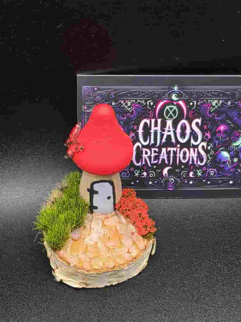Hand-Painted Mushroom and Rose Quartz Patio Decor for Indoor Decoration