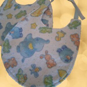 Animal Theme Bibs Close-Up of flannel fabric