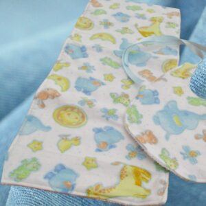 Bib and Burp Cloth Set featuring animal print fabric