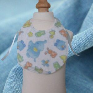 Bib and Burp Cloth Set bib view only featuring anical characters for example ducks, the man in the moon, bees etc