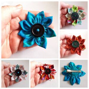Bright Multicoloured Fabric Flower Hair Clip