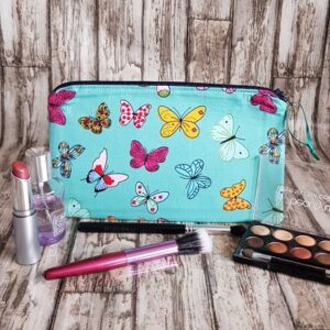 Butterfly Print Zipper Pouch - Medium Size Cosmetic Bag Pencil Case And Travel Organiser