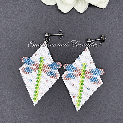 Handmade Beaded Dragonfly Earrings – Miyuki Delica Seed Bead Nature Jewellery. - Image 7