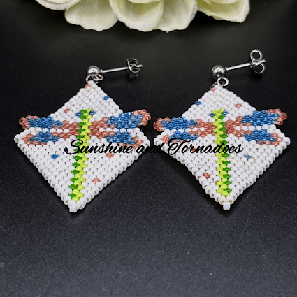 Handmade Beaded Dragonfly Earrings – Miyuki Delica Seed Bead Nature Jewellery. - Image 5