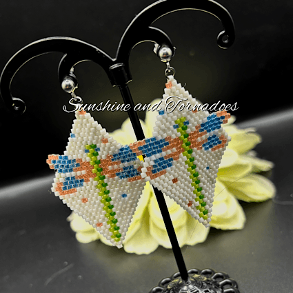 Handmade Beaded Dragonfly Earrings – Miyuki Delica Seed Bead Nature Jewellery. - Image 3