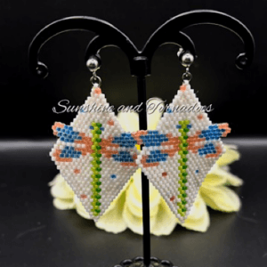 Handmade Beaded Dragonfly Earrings – Miyuki Delica Seed Bead Nature Jewellery.