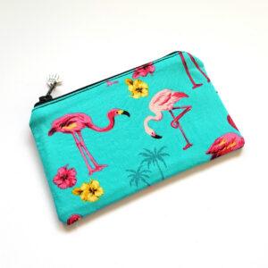 Flamingo Zipper Pouch - Tropical Coin Purse Card Holder And Small Essentials Organiser