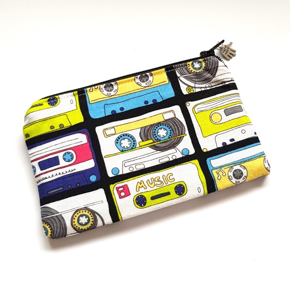 Funky Cassette Tape Zipper Pouch - Retro Music Coin Purse And Essentials Case