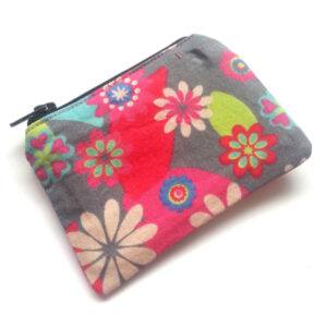 Funky Flowers Zipper Pouch - Colourful Handmade Coin Purse And Small Essentials Organiser