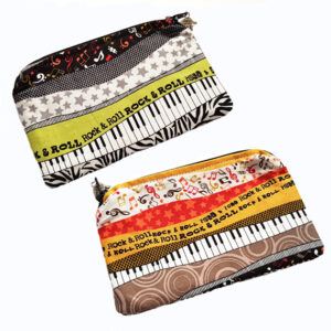 Funky Music Zipper Pouch - Small Coin Purse And Essentials Case with Rock And Roll Design