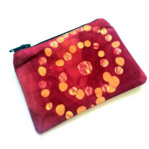 Hand Dyed Batik Zipper Pouch - Artisan Coin Purse And Small Essentials Organiser