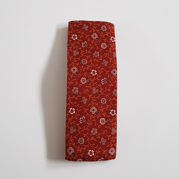 Handmade A5 Planner Zipper Pouch - Elastic Notebook Pen Holder in Rust Floral Print