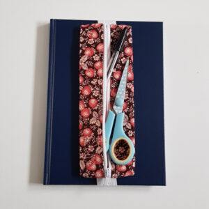 Handmade A5 Planner Zipper Pouch - Elastic Notebook Pen Holder in Strawberry Print