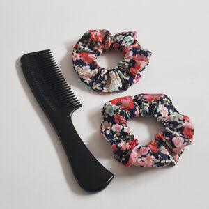 Handmade Cherry Blossom Scrunchie Set of 2 - Floral Fabric Hair Scrunchies