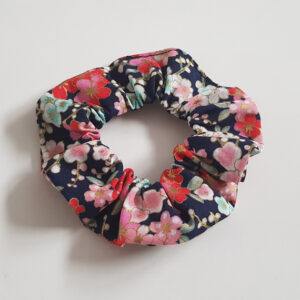 Handmade Cherry Blossom Scrunchie Set of 2 - Floral Fabric Hair Scrunchies