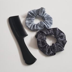 Handmade Grey Scrunchie Set of 2 - Spotty and Paisley Fabric Hair Scrunchies