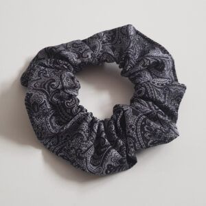 Handmade Grey Scrunchie Set of 2 - Spotty and Paisley Fabric Hair Scrunchies