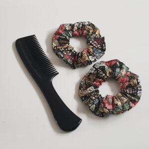 Handmade Vintage Rose Scrunchie Set of 2 - Floral Fabric Hair Scrunchies