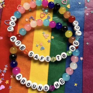 You are safe to be you around me beaded bracelet