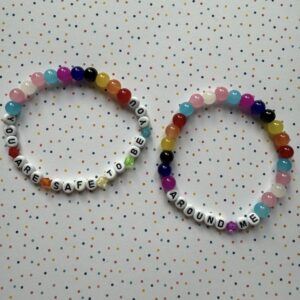 You are safe to be you around me beaded bracelet