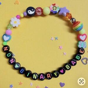 Non Binary Babe Colorful Beaded Bracelet – Handmade LGBTQIA+ Jewelry
