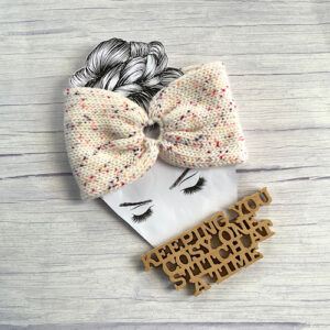 Chunky Hand Knitted Headwrap with Love Heart Carabiner Closure