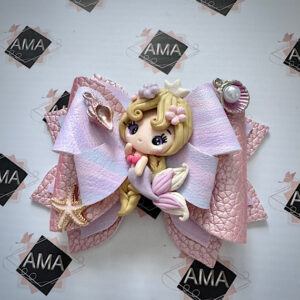 Shimmering Pink and Purple Princess Mermaid Hair Bow for Girls