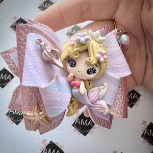 Shimmering Pink and Purple Princess Mermaid Hair Bow for Girls