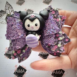 Dark Anime Inspired Easter Clay Hair Bow for Goth Girls