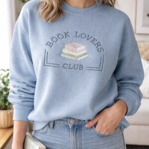 Stay Warm in Style with our Cozy Embroidered Bookish Sweatshirt – Perfect for Literature Lovers!