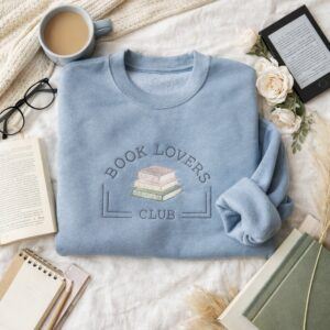Stay Warm in Style with our Cozy Embroidered Bookish Sweatshirt – Perfect for Literature Lovers!