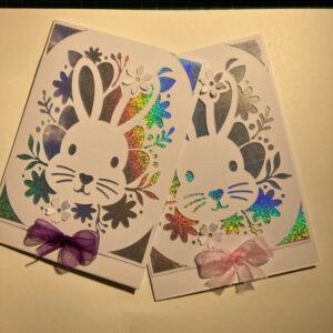 Pack of 2 gorgeous Easter Bunny Cards. A6 Cards with envelopes