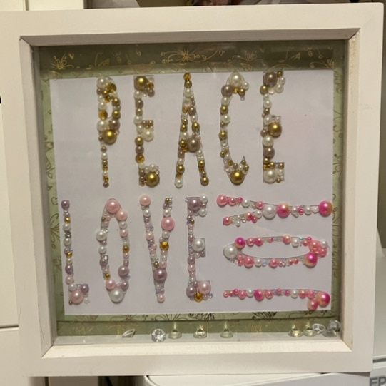 Gorgeous Gem Word Art Picture “Peace, Love, Joy” in Box Frame - Image 3
