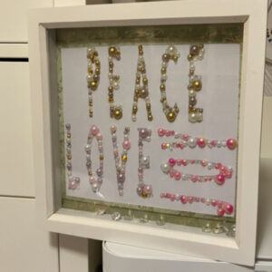 Gorgeous Gem Word Art Picture “Peace, Love, Joy” in Box Frame