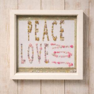 Gorgeous Gem Word Art Picture “Peace, Love, Joy” in Box Frame