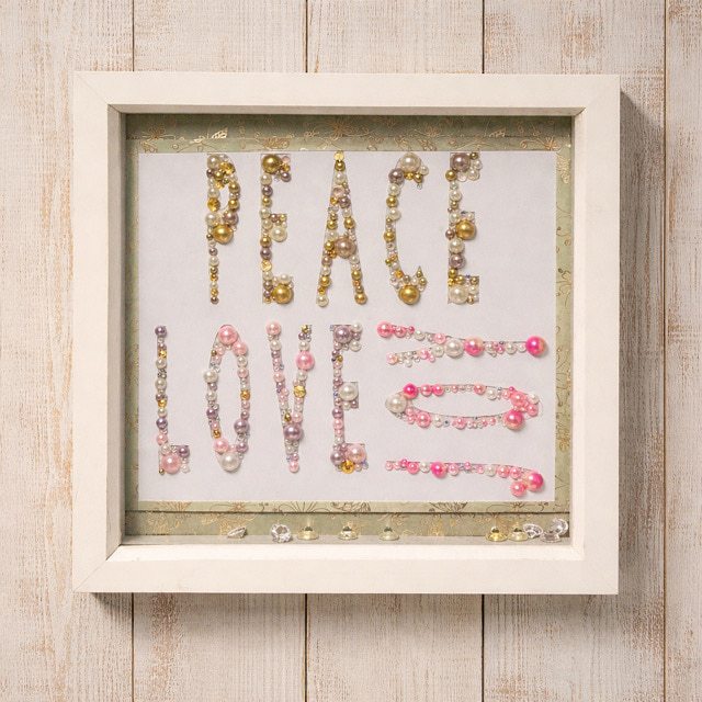 Gorgeous Gem Word Art Picture “Peace, Love, Joy” in Box Frame