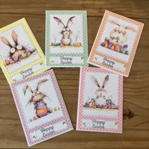 Pack of 5 Quirky Bunny Cards. A6 Cards with envelopes